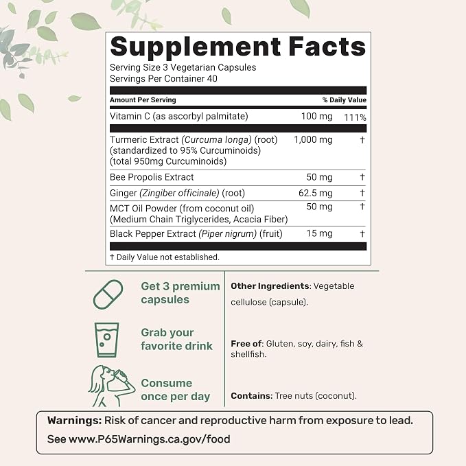 Micro Ingredients Pure Turmeric Curcumin Supplement 1,000mg – 95% Curcuminoids with Black Pepper & Ginger – High Absorption for Joint & Antioxidant Support* – Filler Free, 120 Veggie Capsules