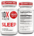 10X Health Sleep Supplements for Adults - 60 Capsules - Melatonin 3mg, L Theanine, Magnesium Supplement, Magnesium Oxide for Deep, Better Rest & Relaxation - 3-in-1 Natural Sleep Support