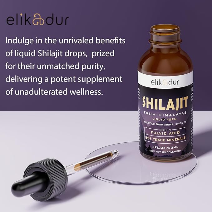 Shilajit Resin Organic Liquid Supplement, Shilajit Himalayan Organic, Liquid Vitamins for Women and Men, 85+ Trace Minerals, Alternative to Resin & Capsules, Energy & Immune Function, Vegan, 60 ml