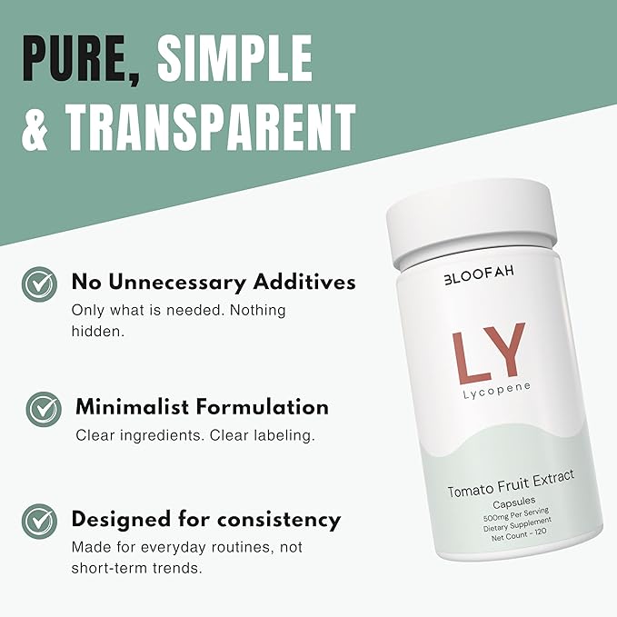 500mg Lycopene Supplement Tomato Extract 10:1 Capsules - 120 Count | 100% Pure, Non-GMO & Gluten Free Formula | Natural Carotenoid Supplement for Health and Wellness Support