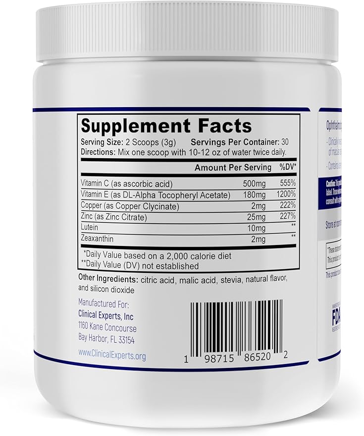 Navan AREDS 2 Powder - for Those Who Can't Consume Tablets or Softgels - Eye Vitamins & Minerals Antioxidant Supplement by Clinical Experts - Lutein, Zeaxanthin & Zinc - Kosher Style, 30 Servings