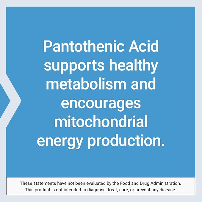 Life Extension Pantothenic Acid, 500 mg, Vitamin B5, Calcium, Support Healthy Metabolism, Mitochondrial Energy Production, Gluten-Free, Non-GMO, Vegetarian, 100 Capsules