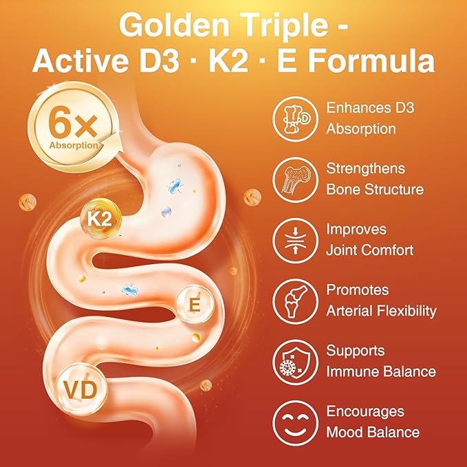 DRFOSTER Vitamin D3 K2, 5000 IU Vitamin D3 Plus 100 mcg of Vitamin K Supplements for Adults for Heart & Bone Health Support, 120 Capsules