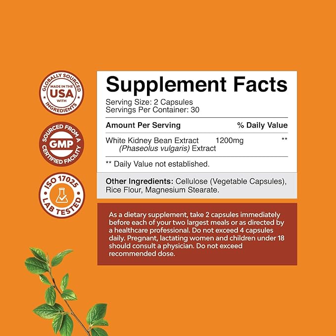 Pure White Kidney Bean Extract - AMPK Activator Pre Workout for Men and Women Natural Energy Supplement - Daily Fiber Supplement for Digestive Health and Energy Boost with Molybdenum and Amino Acids