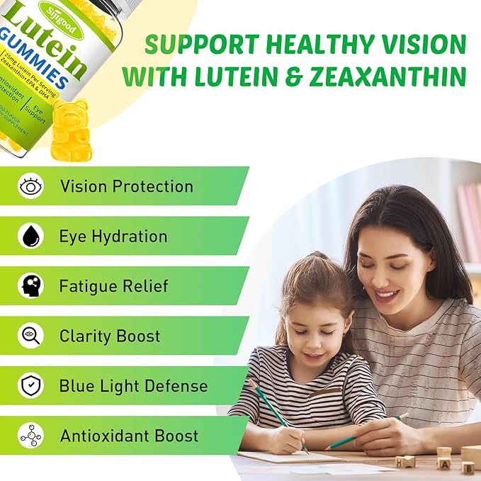 Lutein and Zeaxanthin Supplements Gummies with Astaxanthin & Bilberry Extract - Eye Vitamins with Omega-3, Vitamins A, C, E, D3 & Zinc for Vision Health - Sugar Free, Mango Flavor, 60 Count