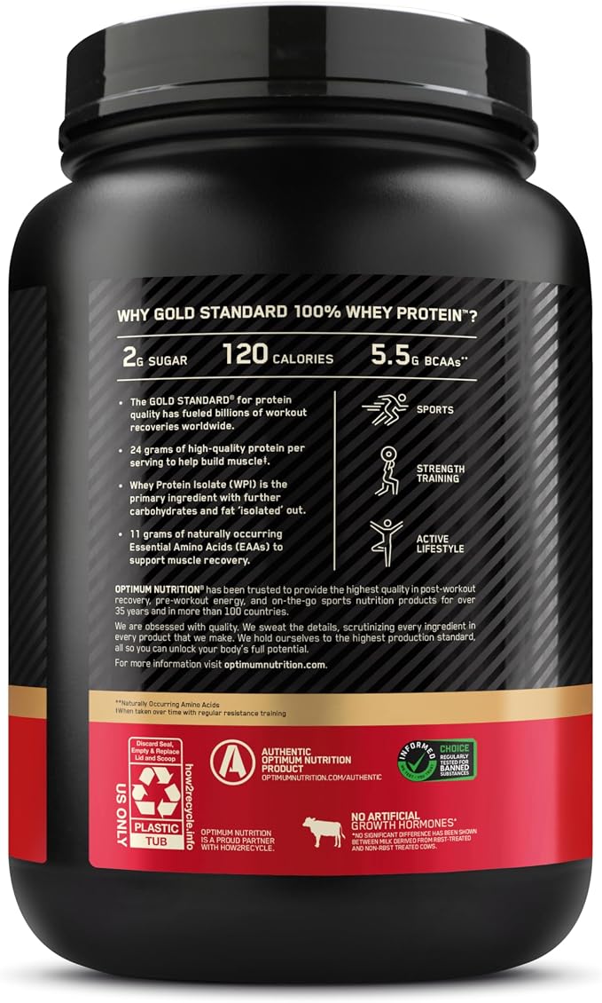 Optimum Nutrition Gold Standard 100% Whey Protein Powder, Vanilla Ice Cream, 2 Pound (Packaging May Vary) (Pack of 6)