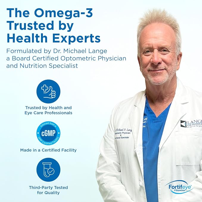 Fortifeye Super Max Omega-3 Fish Oil 60Count 2400mg Made in Norway - High Potency rTG Form Omega 3 Supplement with EPA & DHA, Fish Oil Capsules for Heart Brain Joint Eye Function, Natural Lemon Flavor