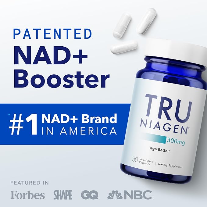 TRU NIAGEN Patented NAD Supplement for Brain Function, Anti Aging & Cell Regeneration, 300mg Niagen, 30 Servings | Supports Cellular Energy, Muscle | Nicotinamide Riboside (NR) Take 1 Daily | 1 Bottle
