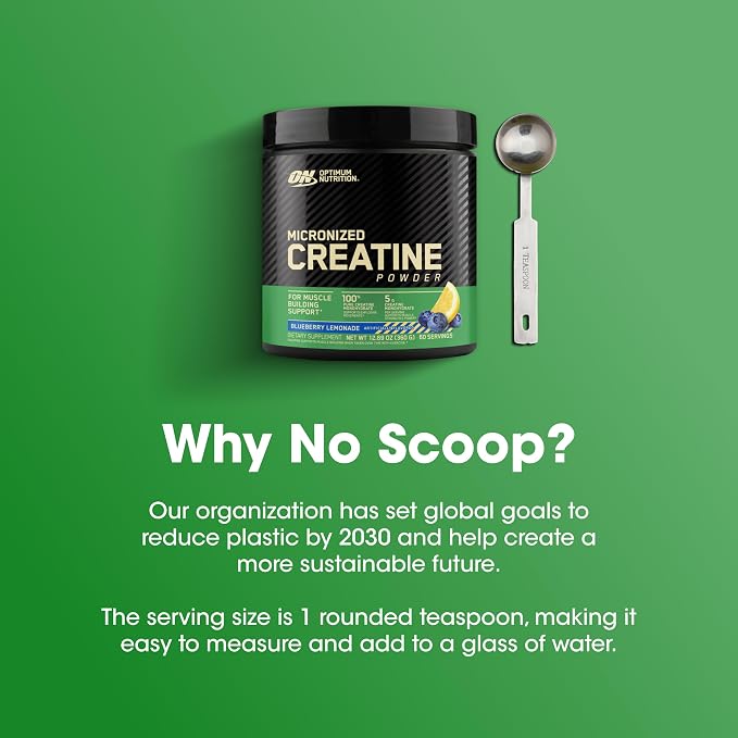 Optimum Nutrition Micronized Creatine Monohydrate Powder, Blueberry Lemonade Creatine, 60 Servings, 360 Grams (Packaging May Vary)