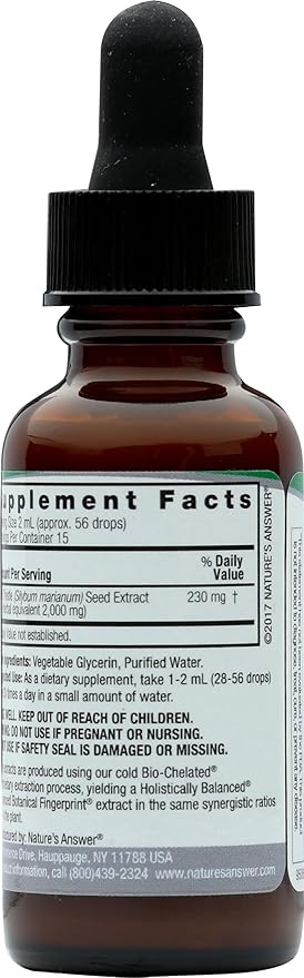 Nature's Answer Alcohol-Free Milk Thistle 1 Ounce Extract | Supports Hepatic System | Vegan | Non-GMO | Gluten Free | Kosher