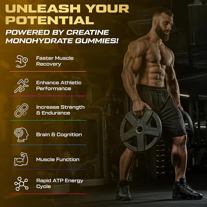 Creatine Monohydrate Gummies for Men & Women, 9000MG Creatine Gummies Sugar Free with L-Taurine, BCAA 2:1, B12 B6 for Boost Strength, Focus & Endurance, Vegan, Non-GMO, Pineapple, 120*2 Bottle