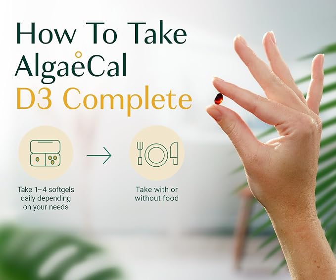 ALGAECAL D3 Complete - Enhanced Immune Support & Bone Health with D3 K2, A, & E - Whole Body Wellness & Bone Strength, 60 softgels (1 Pack)