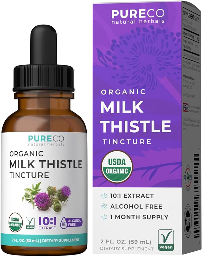USDA Organic Milk Thistle Extract - High Potency 10:1 Silymarin Milk Thistle Liquid Liver Cleanse Detox & Repair Supplement - Vegan Non-GMO & Alcohol-Free Liver Support Supplement (30 Servings)