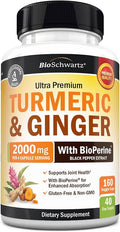 Turmeric and Ginger Supplement with BioPerine - Turmeric Curcumin with Black Pepper & Organic Ginger for Enhanced Absorption for Digestion Knee & Joint Support - Vegan & Non-GMO (40 Servings)