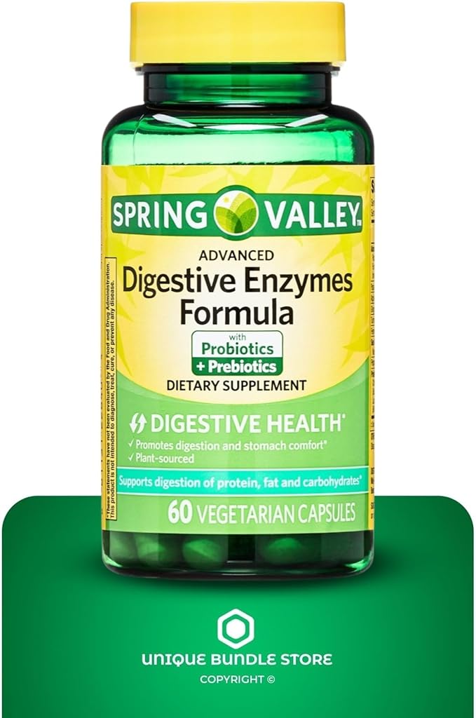 Digestive Enzymes – 60 Vegetarian Capsules, Enzimas Digestivas with Probiotics and Prebiotics, Enzymes for Digestion, Daily Digestive Health Supplement (Pack of 2)