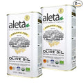 Aleta, Organic & PDO Extra Virgin Olive Oil, 2025 Gold Award, Certified Single Estate, Crete Greece, First-Cold Press, 1 Lt (33.8 oz.) Tin, Pack of 2