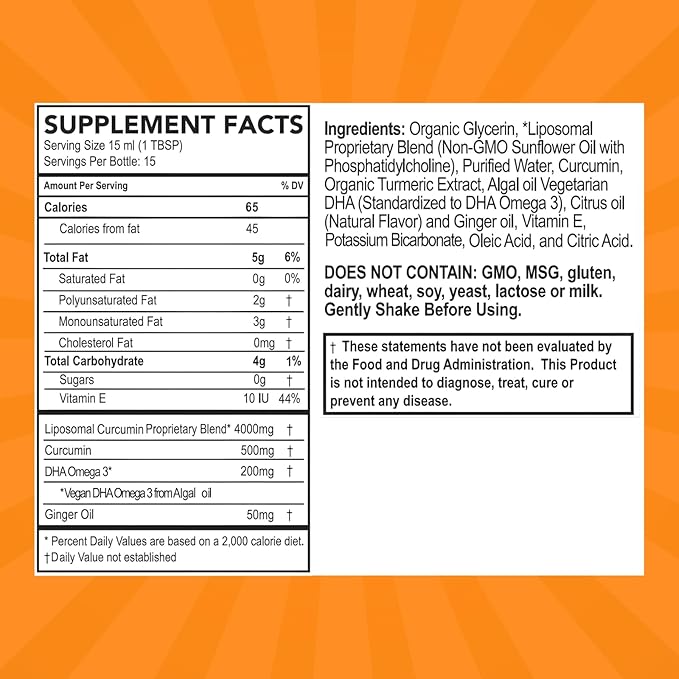 PURALITY HEALTH Curcumin Gold, from Turmeric with Ginger Oil & DHA Omega-3s, Micelle Liposomal Enhanced Absorption, Joint Health, 15 Day Supply