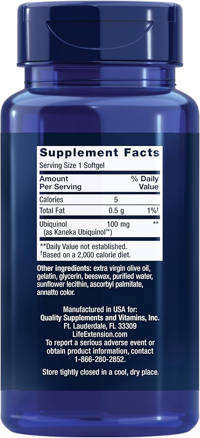 Life Extension Super Ubiquinol CoQ10, Heart Health Supplement, Cell Energy, oxidative Stress Defense, Maximum Absorption, 100 mg, Non-GMO, Gluten-Free, 60 softgels