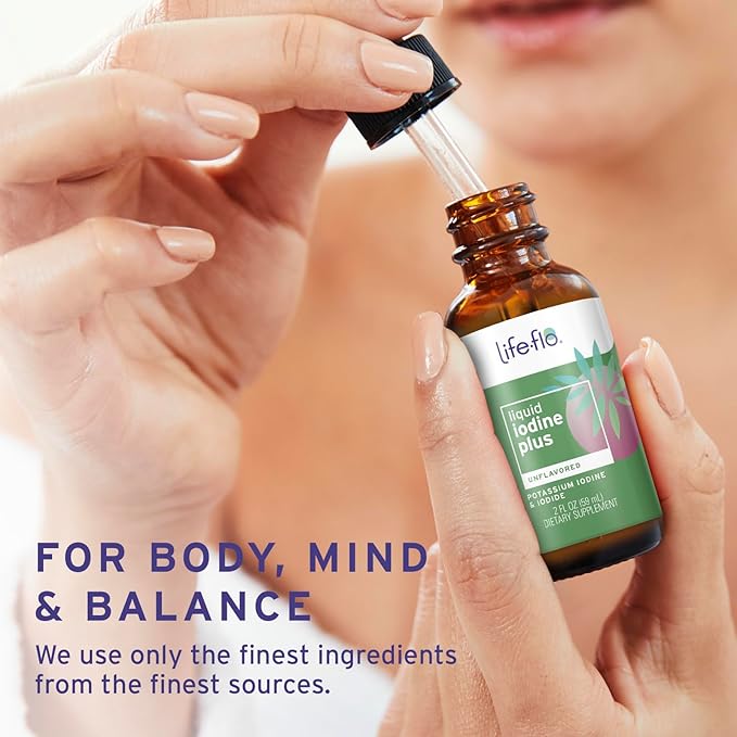 Life-flo Liquid Iodine Plus 150 mcg, Iodine Supplement for Thyroid Support,* Healthy Energy & Metabolism Formula* with Iodine & Potassium Iodide (Unflavored)