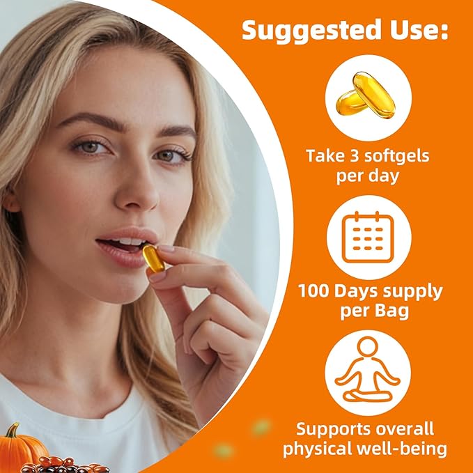 Pumpkin Seed Oil with Saw Palmetto, Vitamin D3 & Elderberry-300 Capsules, Pure Virgin Oil, Essential Fatty Acids & Phytosterols-Supports Prostate Function, Hair Health & Urinary Comfort