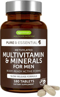 Igennus Methylated Men's Multivitamin with 22 Actives, Added Lycopene for Antioxidant Support, High Potency B12, Sustained Release, Pure & Clean, Non-GMO & Halal, 180 Tablets