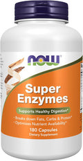 NOW Foods Supplements, Super Enzymes, Formulated with Bromelain, Ox Bile, Pancreatin and Papain,180 Capsules
