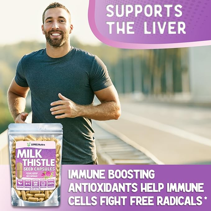 XPRS Nutra Milk Thistle Seed Capsules - 180 Count (3 Month Supply) Premium Milk Thistle Supplement Rich in Silymarin to Support the Liver and Digestion - Pure, Non-GMO Cardo Mariano Pills