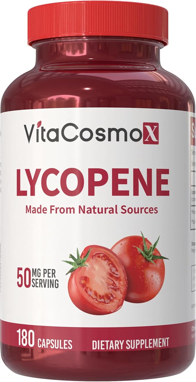 Lycopene 50mg Vegan Capsules, 180 Count, Plant-Based Antioxidant Support