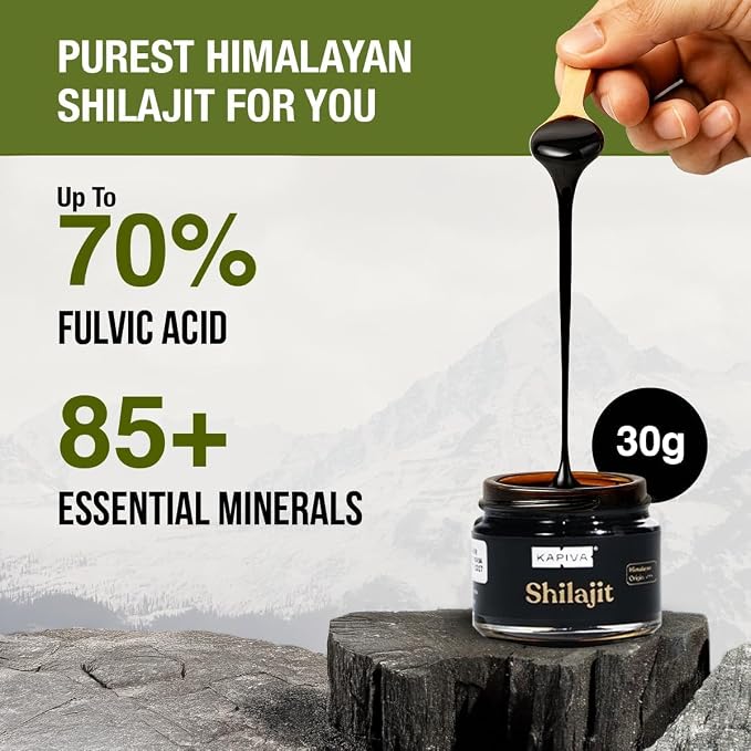 Kapiva 100% Authentic Himalayan Shilajit Resin (30gmx2), High Potency for Men & Women | 80+ Trace Minerals, Upto 70% Fulvic Acid | Authentic | Natural Energy & Immune Support