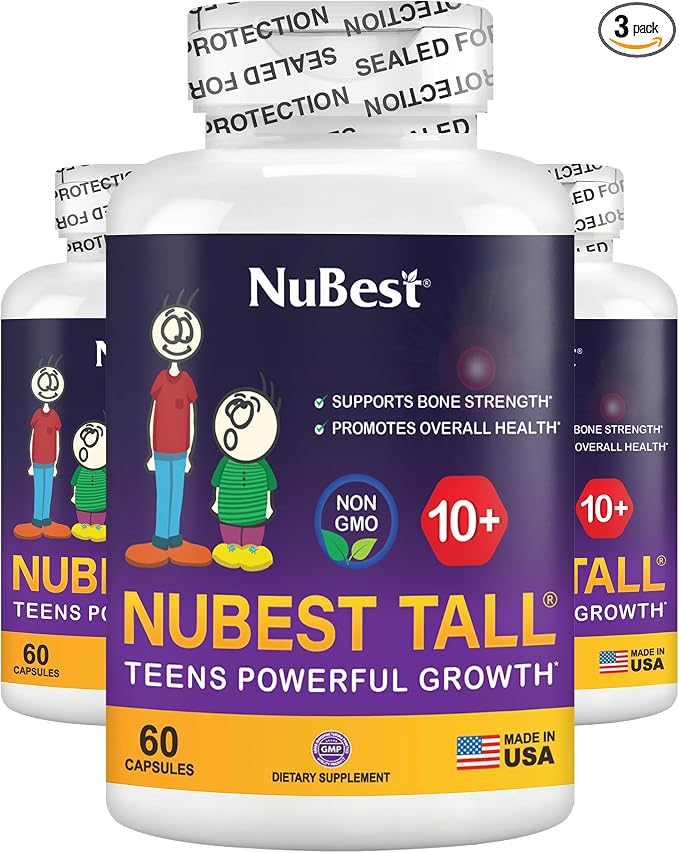 NuBest Tall 10+ - Advanced Bone Strength Formula - Supports Immunity, Healthy Development & Optimal Wellness - for Children (10+) & Teens Who Drink Milk Daily | Pack 3 | 3 Months Supply
