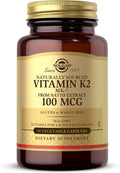 Solgar Naturally Sourced Vitamin K2 (MK-7) 100 mcg - 50 Vegetable Capsules - Supports Bone Health - Whole Food Source from Natto Extract - Non-GMO, Gluten Free - 50 Total Servings