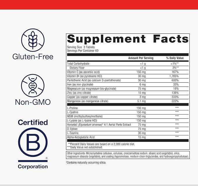 Metagenics Collagenics - Collagen‑Building Nutrients for Joint, Skin & Connective Tissue Support* - with L‑Proline, L‑Lysine, Vitamin C, Manganese & Zinc* - Non‑GMO, Gluten‑Free