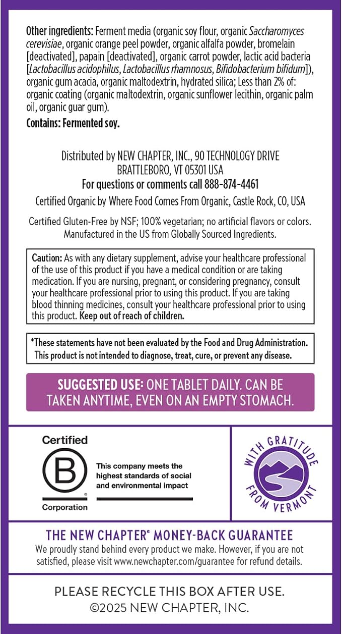 New Chapter Women’s Multivitamin 40+, extra B6 & B12, Biotin for Hair Growth, D3, Vit C, Zinc for Immune & Stress Support, Gentle on an Empty Stomach, One Daily, Non-GMO, Gluten-Free, 96 Tablets