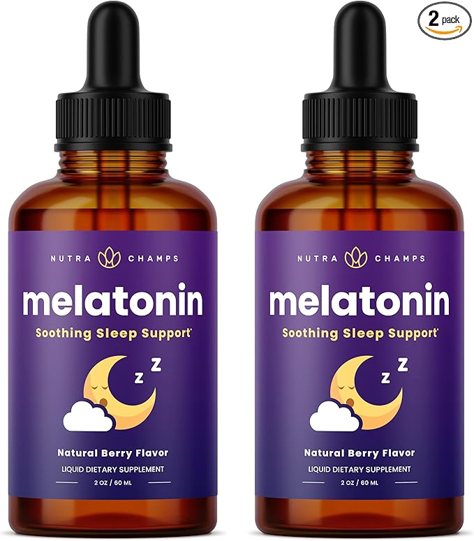 NutraChamps Liquid Melatonin Drops, 480 Servings, Sugar Free Kids Melatonin Liquid Sleep Aid Supplement, Vegan & Non-GMO, Natural Berry Flavor, Melatonin 1 mg Drops