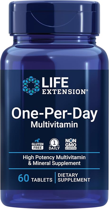 Life Extension One-Per-Day Multivitamin – Packed with Over 25 Vitamins, Minerals & Plant Extracts, Quercetin, 5-MTHF Folate & More – 1-Daily, Non-GMO, Gluten-Free – 60 Tablets