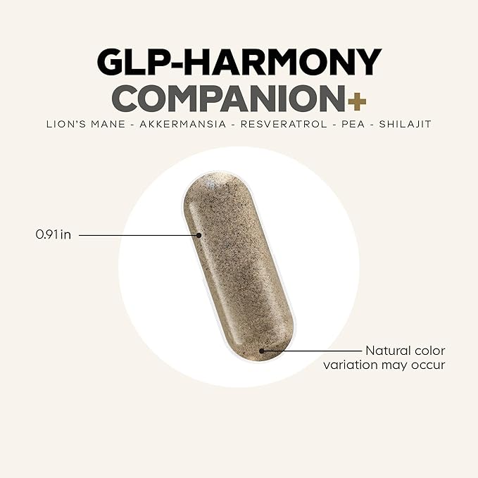 Codeage GLP-Harmony Companion+ Supplement - GLP-1 Agonist Support - Lion's Mane, Pea, Colostrum, Shilajit, Akkermansia, Elder, Citrus Bioflavonoids, Broccoli, Resveratrol - Non-GMO - 60 Capsules