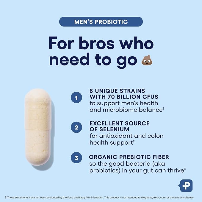 Physician's Choice Probiotics for Men - 70 Billion CFU - 8 Strains - w/Selenium & Organic Prebiotics - Supports Digestive Health, Microbiome, Colon, & Immune Health - Advanced Men's Probiotic - 30ct