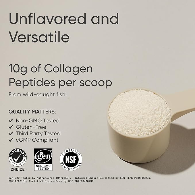 Sports Research Marine Collagen Peptides Powder - Sourced from Wild-Caught Fish, Pescatarian Friendly, Keto Certified & Non-GMO Tested - Easy to Mix in Water or Juice! (34 Servings)