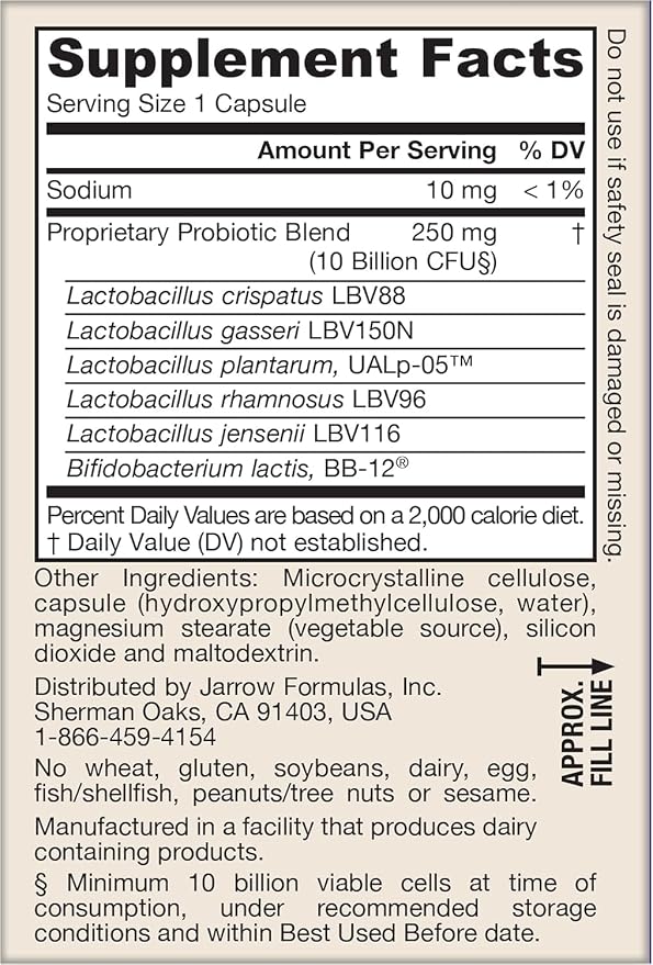 Jarrow Formulas Fem-Dophilus Advanced Vaginal & Digestive Probiotics 10 Billion CFU, for Vaginal, Urinary Tract, Digestive & Immune Support, 30 Capsules (Pack of 2)