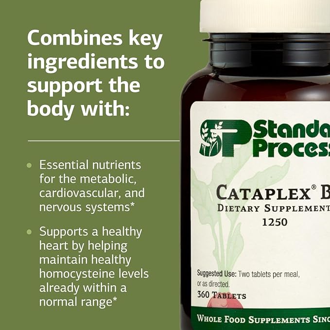 Standard Process Cataplex B Dietary Supplement - Non-Dairy & Non-Soy - Cardiovascular & Nervous System Health Supplement - 360 Tablets