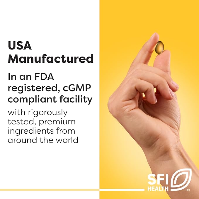 SFI Health Klaire Labs Marine Fish Oil - Ultra Pure 300 Milligrams EPA & 200 Milligrams DHA Omega 3 Unflavored Fish Oil with No Fishy Taste, Cholesterol-Free & Gluten-Free (100 Softgels)
