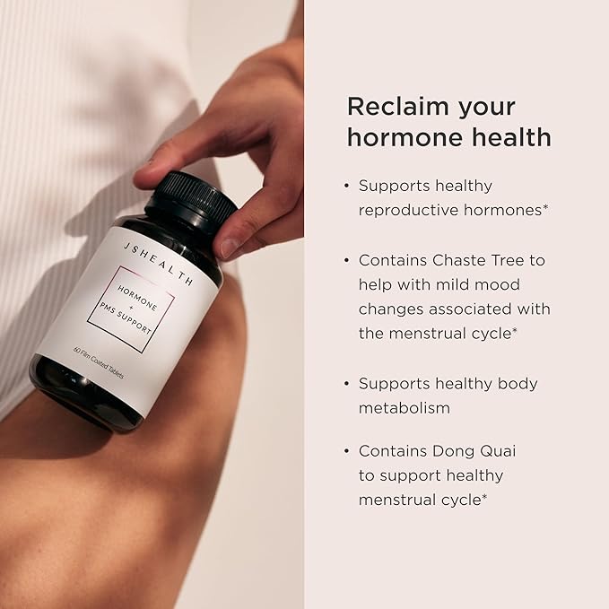 JSHealth Hormone Balance for Women. PMS Support with Vitamins B3, B6, Magnesium. Premenstrual Tension Relief. Nutritionist-Formulated, Vegan (60 Tablets)