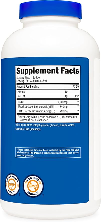 Nutricost Fish Oil 1000mg (560mg of Omega-3), 240 Softgels (3 Bottles)