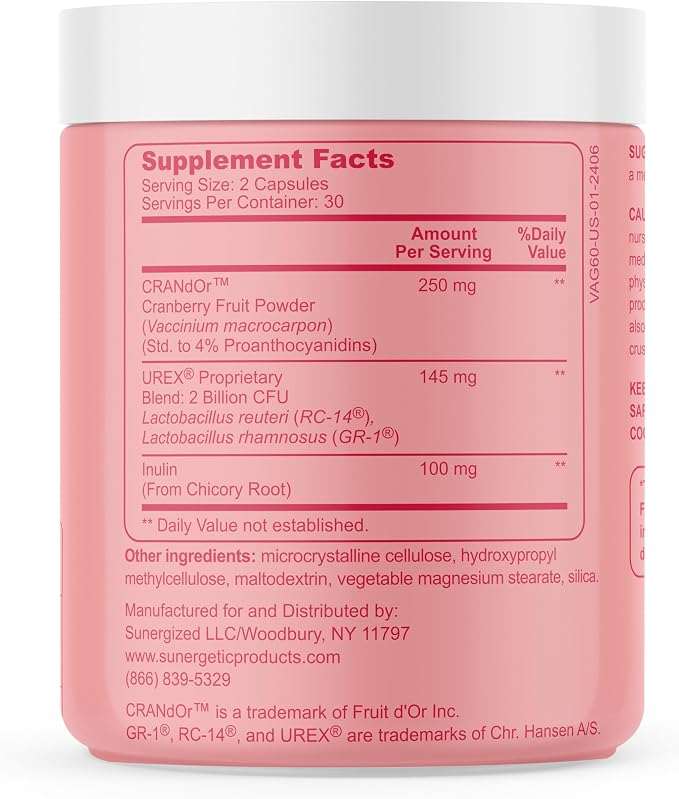 Premium Vaginal Probiotics for Women – Clinically Studied Lactobacillus Vaginal Probiotic with Prebiotic & Cranberry to Balance PH, Reduce Odor, Urinary Tract Support & Feminine Health – 60 Capsules