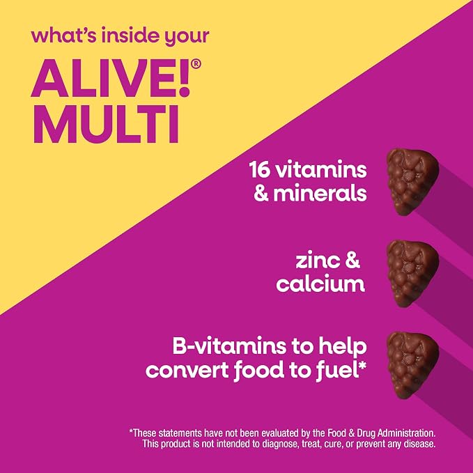 Nature's Way Alive! Women’s 50 Plus Multivitamin Gummy, Daily Chewable Multivitamins with B-Vitamins, Vitamin D3, Calcium, Supports Heart, Brain & Bone Health,* Mixed Berry Flavored, 130 Count