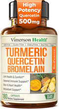 Quercetin with Bromelain Turmeric Curcumin Supplement – Allergy Relief, Immune & Joint Support – Organic Turmeric Supplement w/Bioperine for Enhanced Absorption, 180 Quercetin 500mg Capsules
