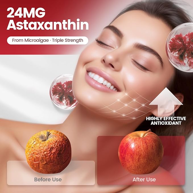 VivoNu Astaxanthin 24mg – Powerful Antioxidant Support for Skin, Eyes & Immune System – 10-in-1 Formula with Lycopene, Grape Seed, Vitamin E & Zinc – Triple Strength, 480 Softgels, 2 Bag