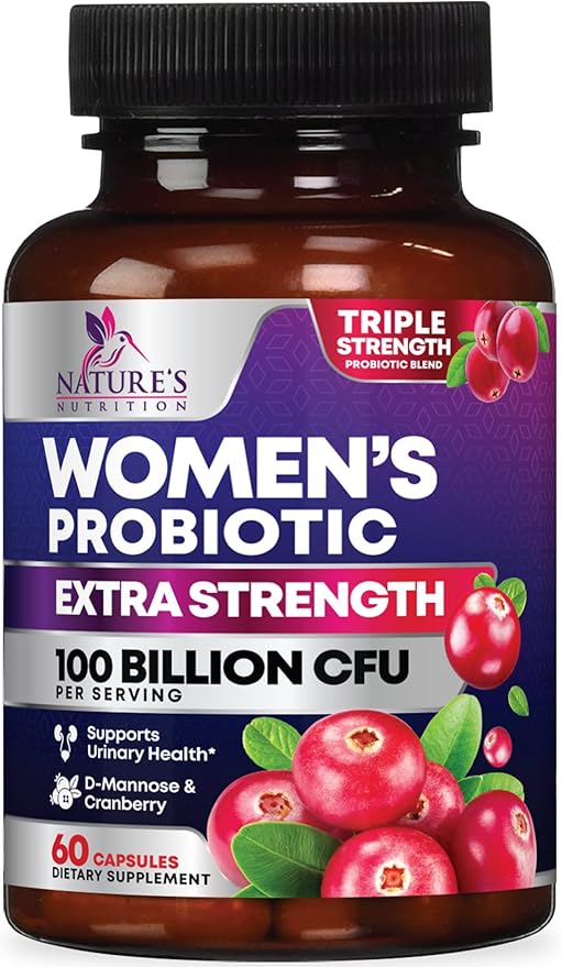 Probiotics for Women - Probiotic Blend 100 Billion CFU Per Serving - Women's Probiotic for Targeted Vaginal & Digestive Health Support - 16 Strains, Cranberry, Prebiotics - Bottled USA - 60 Capsules