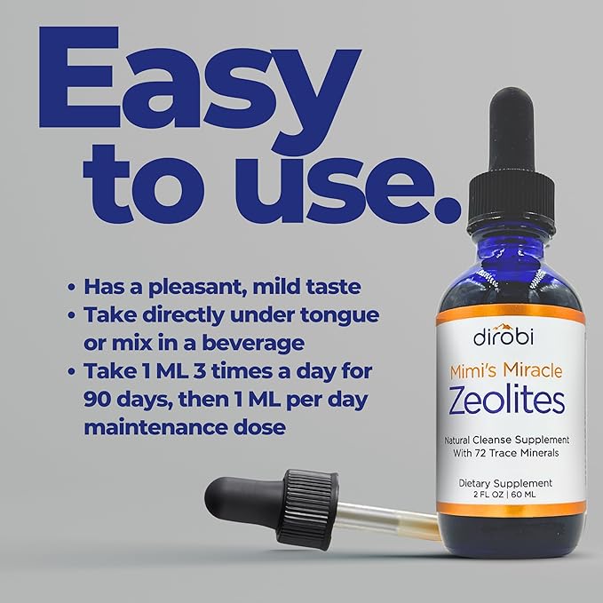 Mimi's Miracle Zeolites: Heavy Metal Detox Zeolite Supplement Drops with 70 Trace Minerals for Adults & Kids - Supports Cell Restoration, Immune & Digestive Tract Health (4 oz Bottle, 60 Day Supply)