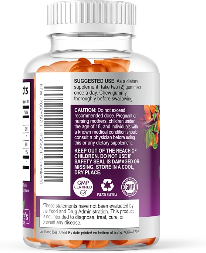 CoQ10 Gummies for Adults - Coenzyme Q10 100mg Per Serving - 3X Strength, High Absorption Antioxidant Supplement for Heart Health Support & Energy Production - Co Q10 (Coq 10) Supplements - 60 Gummies